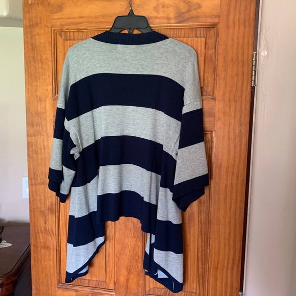 Grey and Navy Wide Stripe Sweater - Picture 2 of 7